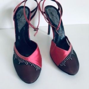 Stella McCartney satin diamanté art deco stiletto heels